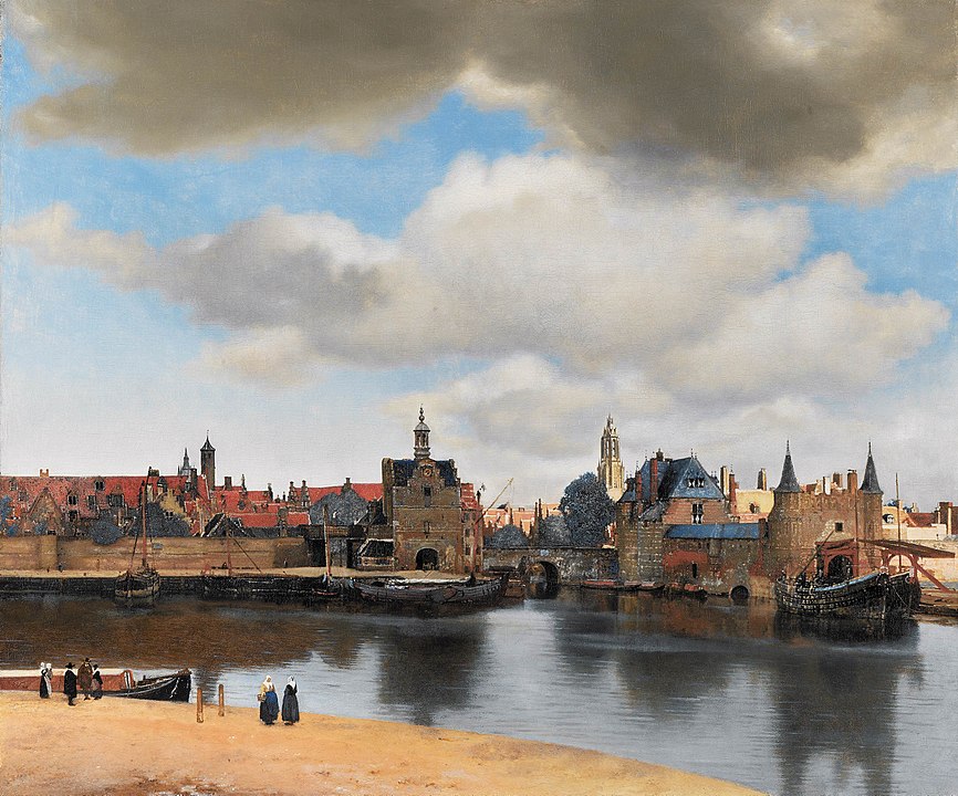 Vermeer gezicht op Delft met de Rotterdamse en Schiedamse poort